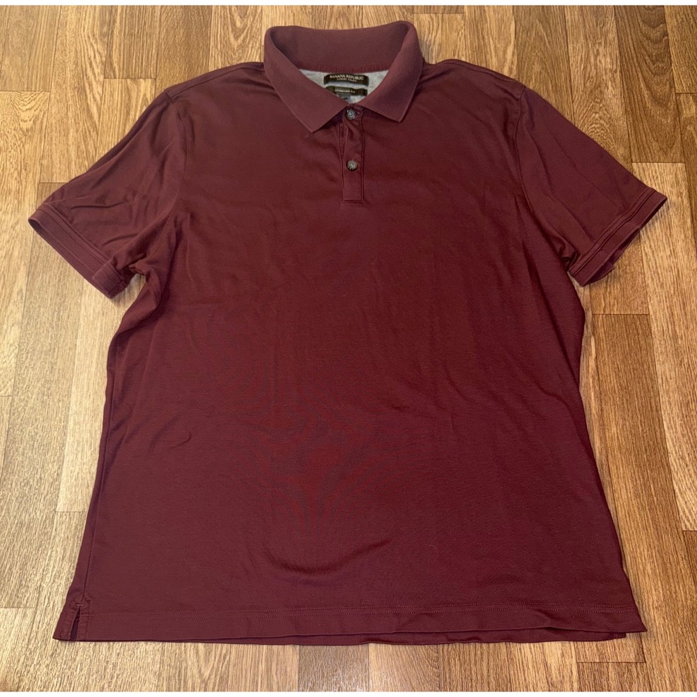 Banana Republic Luxury Touch Polo Shirt Mens XL Burgundy Maroon Standard Fit